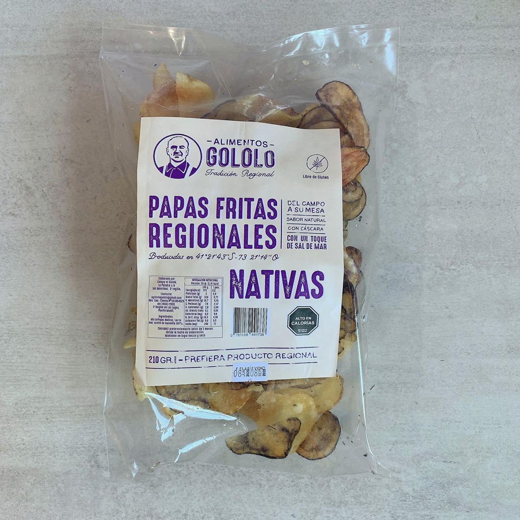 Papas fritas regionales Nativas c/sal 210 gr Gololo